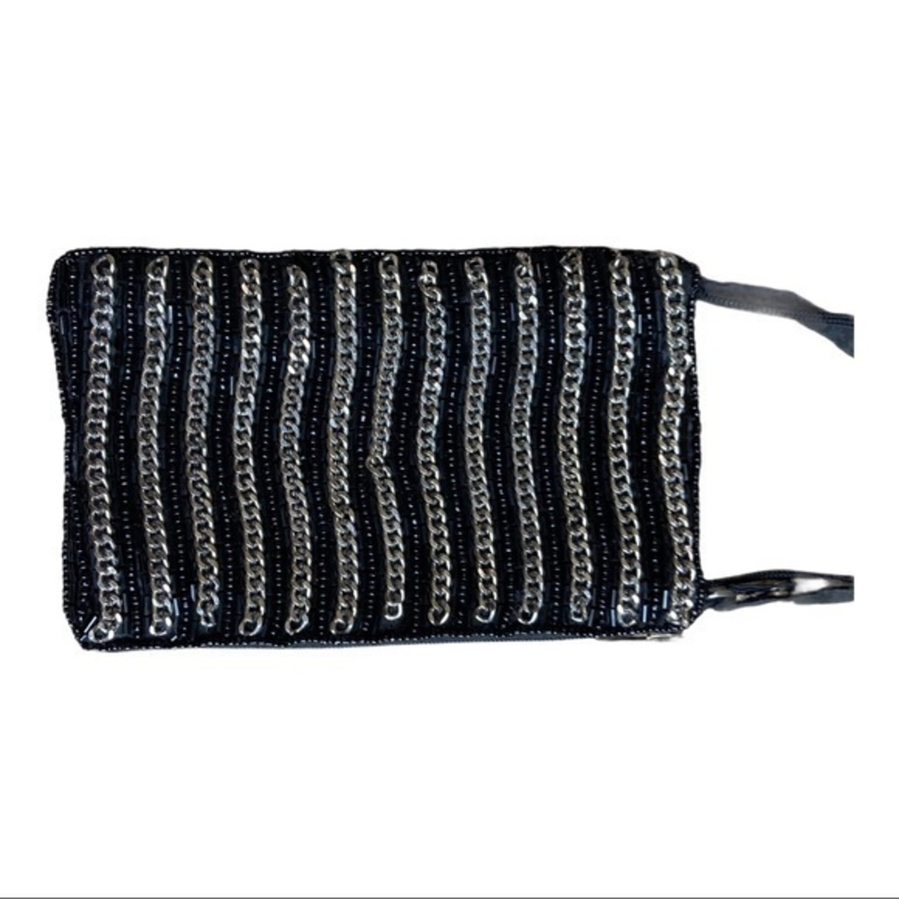 Bamboo trading co. Silver chain & black beads